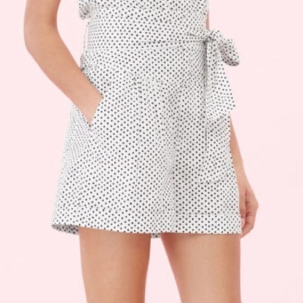 Knee Length Shorts - NWT Women Large | White Black Polka Dots | Rebecca Taylor